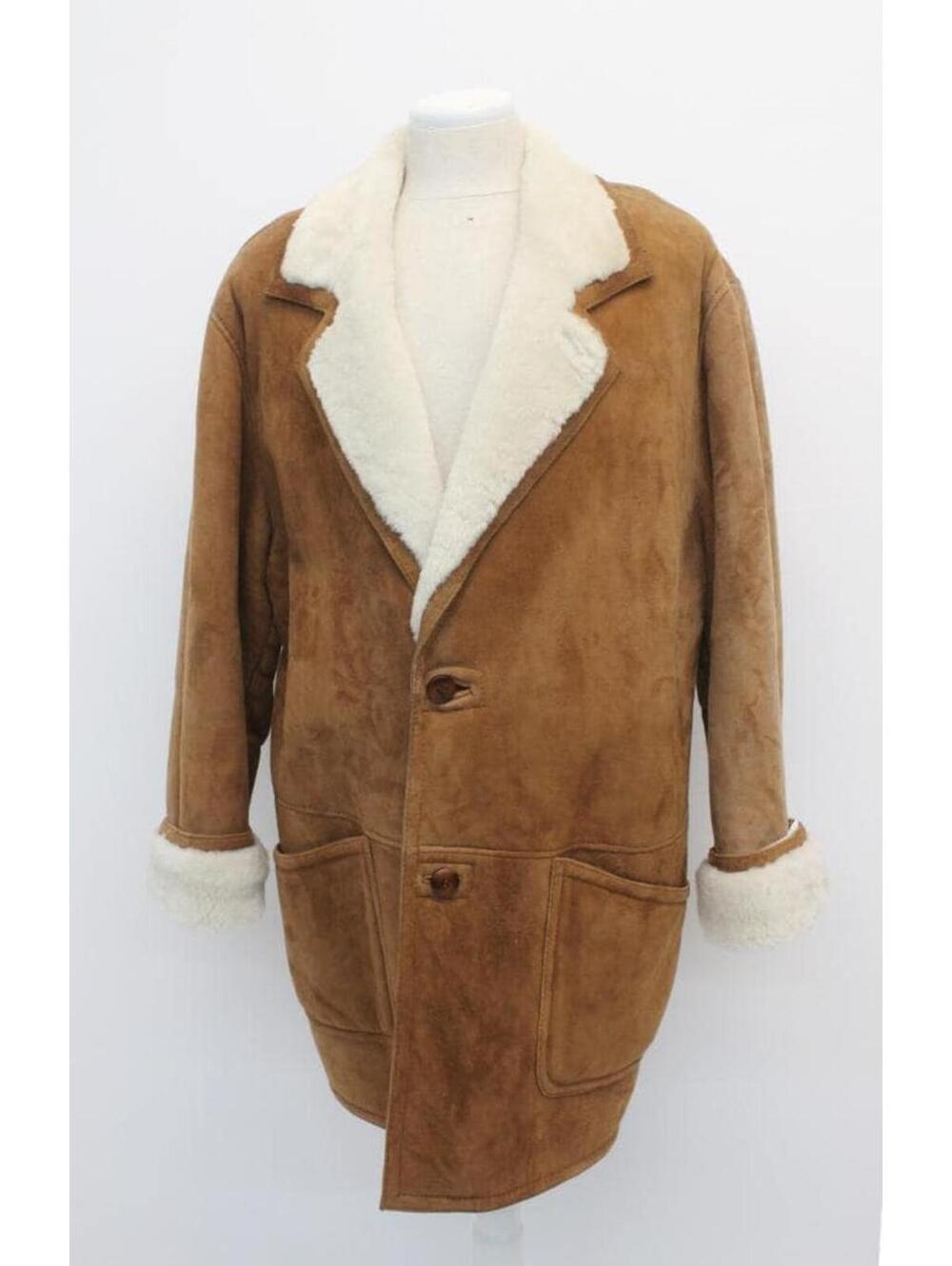 Mint Brown Sheepskin Shearling Lamb Fur Coat Jacket Men Man Size 46-48 2Xl-3Xl